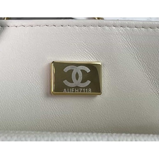 CHANEL MINI FLAP BAG WITH TOP HANDLE  AS2431 White