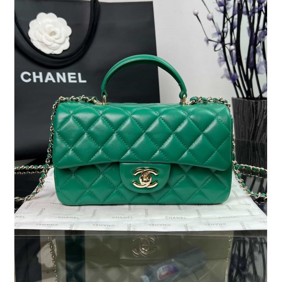 CHANEL MINI FLAP BAG WITH TOP HANDLE  AS2431 Green