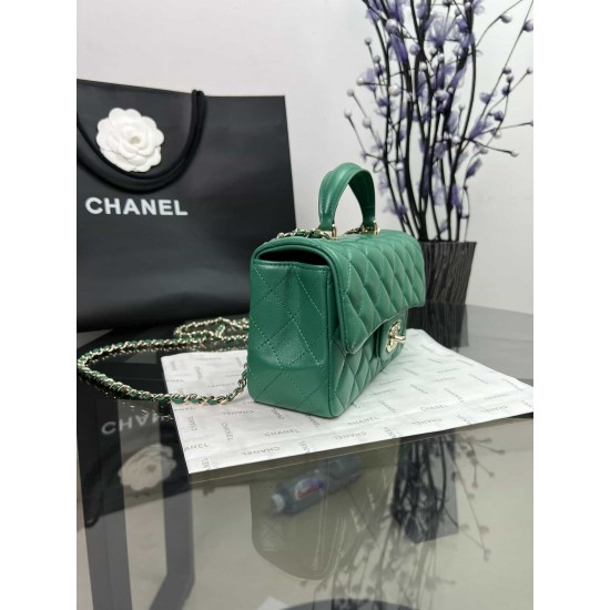 CHANEL MINI FLAP BAG WITH TOP HANDLE  AS2431 Green