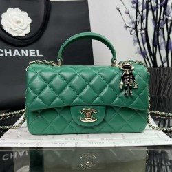 CHANEL MINI FLAP BAG WITH TOP HANDLE  AS2431 Green