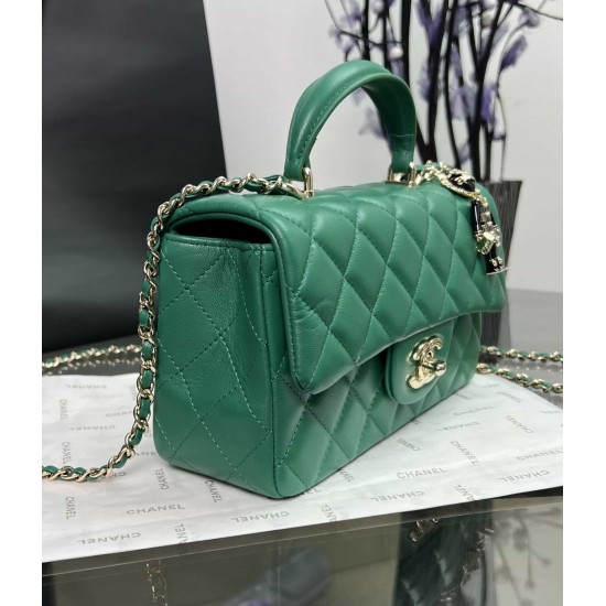 CHANEL MINI FLAP BAG WITH TOP HANDLE  AS2431 Green