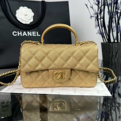 CHANEL MINI FLAP BAG WITH TOP HANDLE  AS2431 GOLD