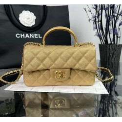 CHANEL MINI FLAP BAG WITH TOP HANDLE  AS2431 GOLD