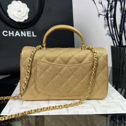 CHANEL MINI FLAP BAG WITH TOP HANDLE  AS2431 GOLD