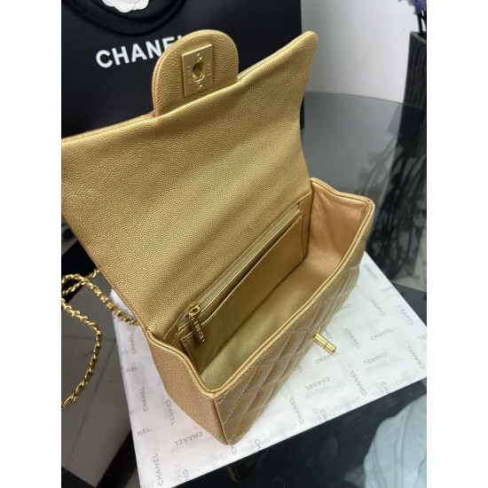 CHANEL MINI FLAP BAG WITH TOP HANDLE  AS2431 GOLD