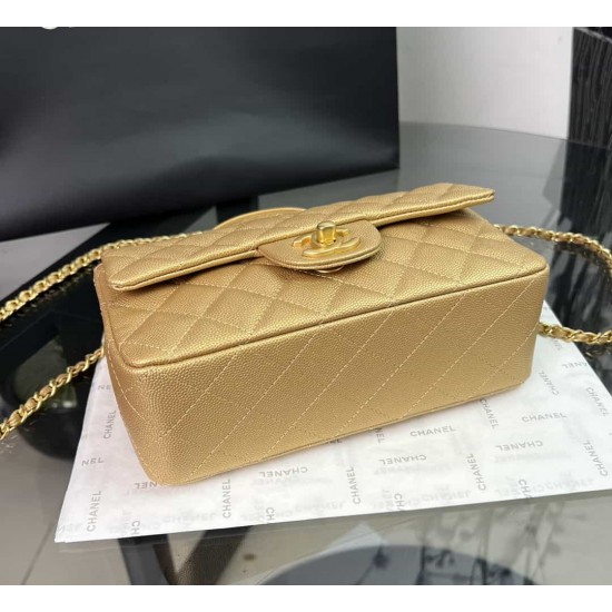 CHANEL MINI FLAP BAG WITH TOP HANDLE  AS2431 GOLD