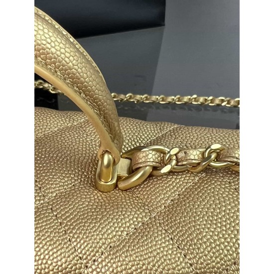 CHANEL MINI FLAP BAG WITH TOP HANDLE  AS2431 GOLD