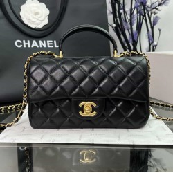 CHANEL MINI FLAP BAG WITH TOP HANDLE  AS2431 BLACK