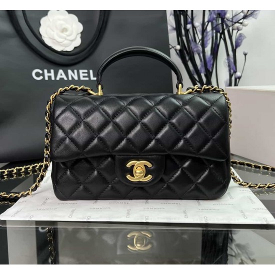 CHANEL MINI FLAP BAG WITH TOP HANDLE  AS2431 BLACK