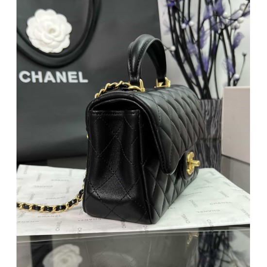 CHANEL MINI FLAP BAG WITH TOP HANDLE  AS2431 BLACK