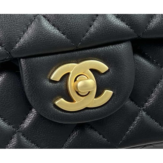 CHANEL MINI FLAP BAG WITH TOP HANDLE  AS2431 BLACK