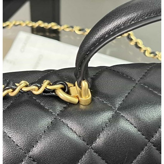 CHANEL MINI FLAP BAG WITH TOP HANDLE  AS2431 BLACK