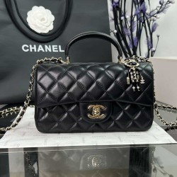 CHANEL MINI FLAP BAG WITH TOP HANDLE  AS2431 BLACK