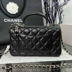 CHANEL MINI FLAP BAG WITH TOP HANDLE  AS2431 BLACK