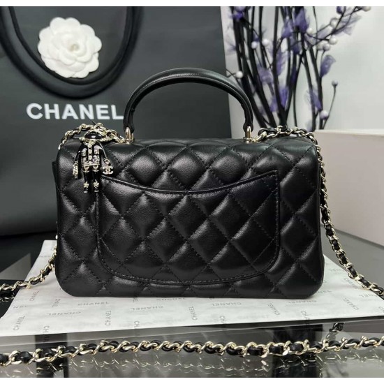 CHANEL MINI FLAP BAG WITH TOP HANDLE  AS2431 BLACK