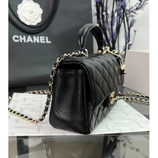 CHANEL MINI FLAP BAG WITH TOP HANDLE  AS2431 BLACK