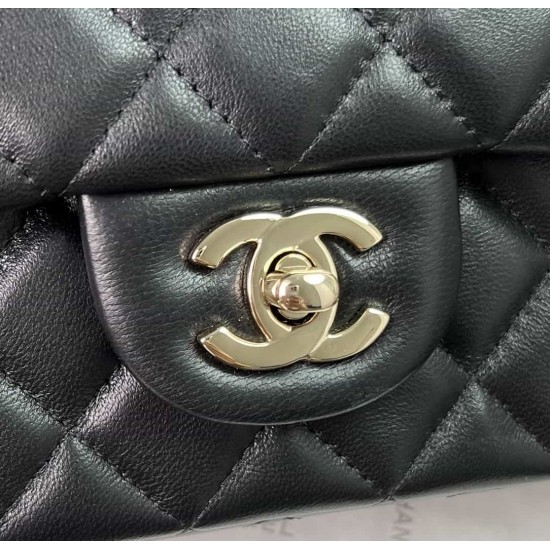 CHANEL MINI FLAP BAG WITH TOP HANDLE  AS2431 BLACK