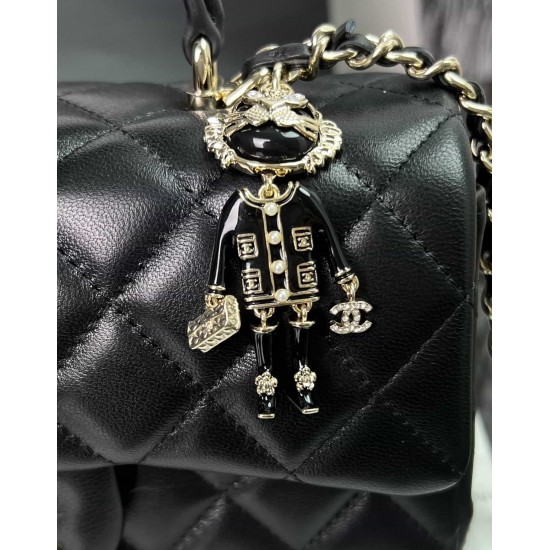 CHANEL MINI FLAP BAG WITH TOP HANDLE  AS2431 BLACK