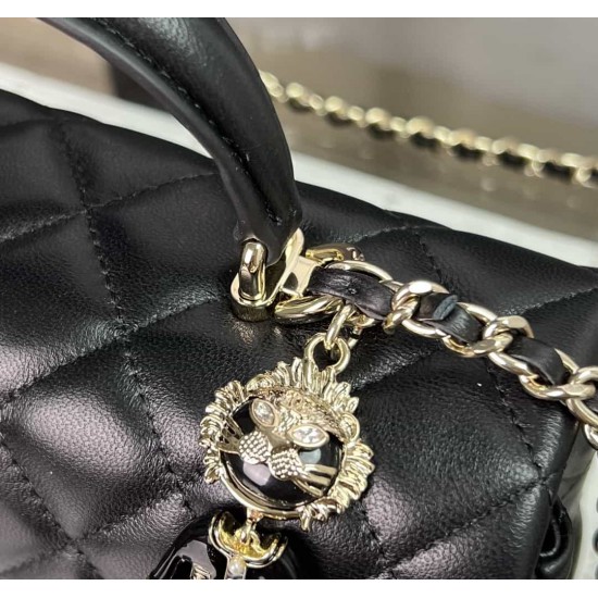 CHANEL MINI FLAP BAG WITH TOP HANDLE  AS2431 BLACK