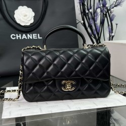 CHANEL MINI FLAP BAG WITH TOP HANDLE  AS2431 BLACK