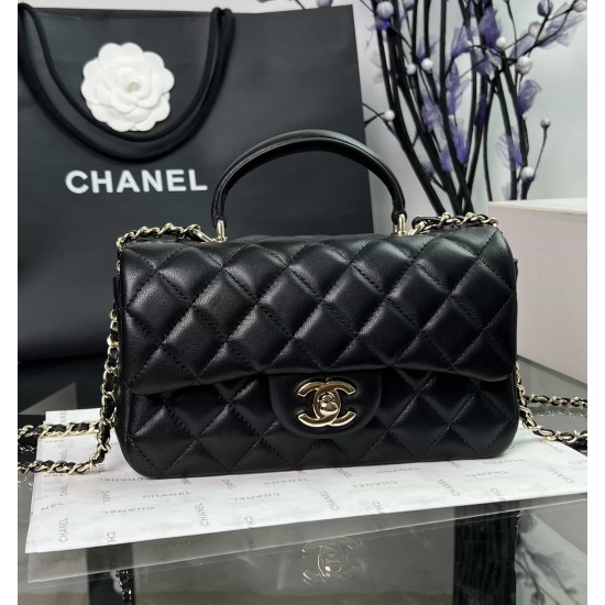 CHANEL MINI FLAP BAG WITH TOP HANDLE  AS2431 BLACK