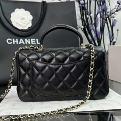 CHANEL MINI FLAP BAG WITH TOP HANDLE  AS2431 BLACK