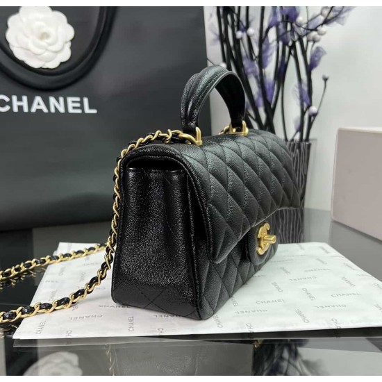 CHANEL MINI FLAP BAG WITH TOP HANDLE  AS2431 BLACK