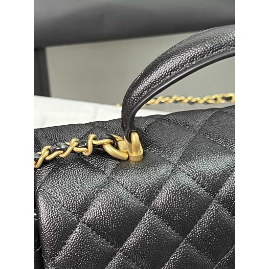 CHANEL MINI FLAP BAG WITH TOP HANDLE  AS2431 BLACK