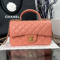 CHANEL MINI FLAP BAG WITH TOP HANDLE  AS2431 Pink