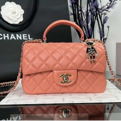 CHANEL MINI FLAP BAG WITH TOP HANDLE  AS2431 Pink