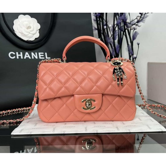 CHANEL MINI FLAP BAG WITH TOP HANDLE  AS2431 Pink