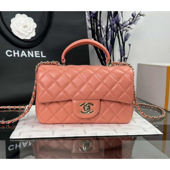 CHANEL MINI FLAP BAG WITH TOP HANDLE  AS2431 Pink