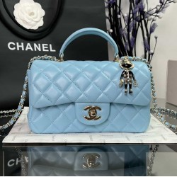 CHANEL MINI FLAP BAG WITH TOP HANDLE  AS2431 BLUE