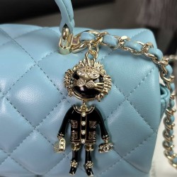 CHANEL MINI FLAP BAG WITH TOP HANDLE  AS2431 BLUE