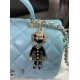 CHANEL MINI FLAP BAG WITH TOP HANDLE  AS2431 BLUE