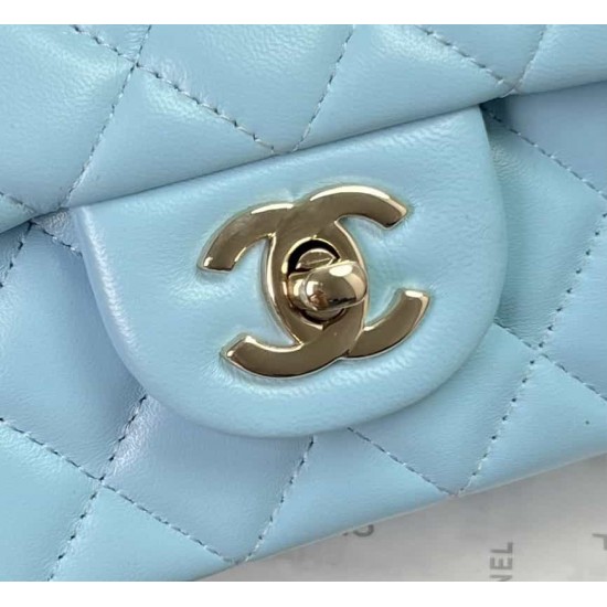 CHANEL MINI FLAP BAG WITH TOP HANDLE  AS2431 BLUE