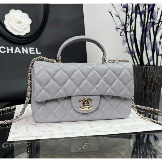 CHANEL MINI FLAP BAG WITH TOP HANDLE  AS2431 Grey