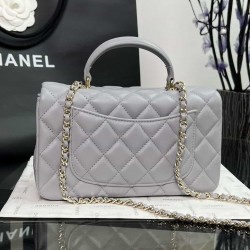 CHANEL MINI FLAP BAG WITH TOP HANDLE  AS2431 Grey