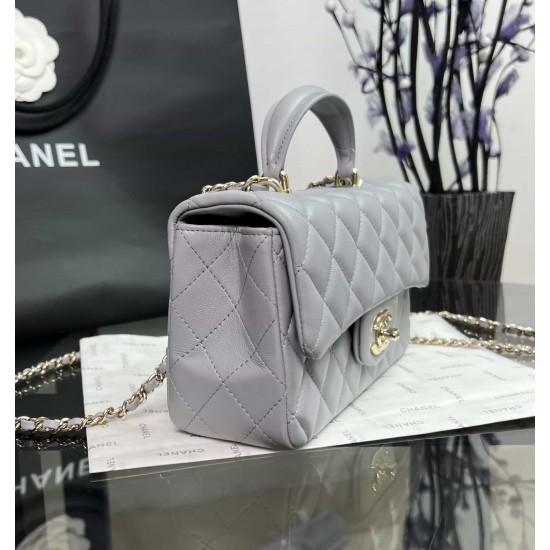 CHANEL MINI FLAP BAG WITH TOP HANDLE  AS2431 Grey