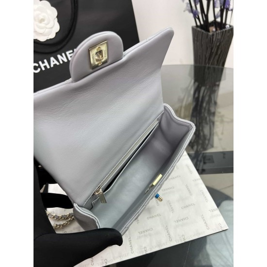 CHANEL MINI FLAP BAG WITH TOP HANDLE  AS2431 Grey