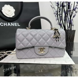 CHANEL MINI FLAP BAG WITH TOP HANDLE  AS2431 Grey