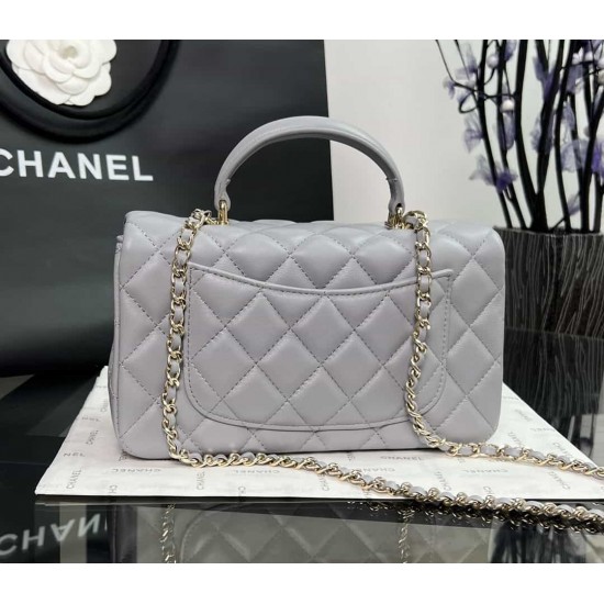 CHANEL MINI FLAP BAG WITH TOP HANDLE  AS2431 Grey