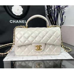 CHANEL MINI FLAP BAG WITH TOP HANDLE  AS2431 White