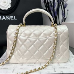 CHANEL MINI FLAP BAG WITH TOP HANDLE  AS2431 White