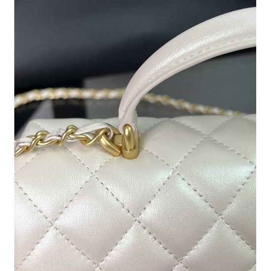 CHANEL MINI FLAP BAG WITH TOP HANDLE  AS2431 White