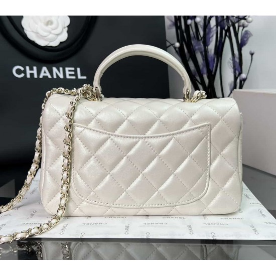 CHANEL MINI FLAP BAG WITH TOP HANDLE  AS2431 White