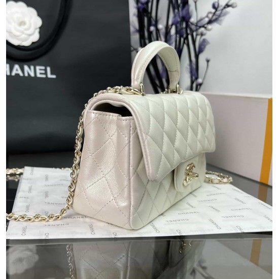 CHANEL MINI FLAP BAG WITH TOP HANDLE  AS2431 White