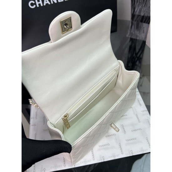 CHANEL MINI FLAP BAG WITH TOP HANDLE  AS2431 White