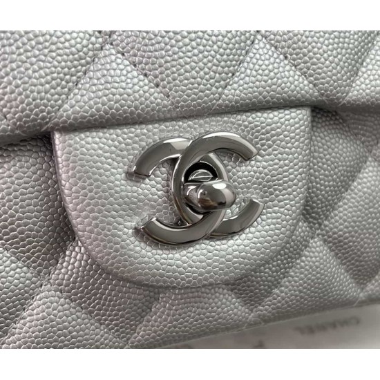 CHANEL MINI FLAP BAG WITH TOP HANDLE  AS2431 Silver