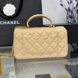 CHANEL MINI FLAP BAG WITH TOP HANDLE  AS2431 Apricot